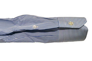 イルポルトーネ ドレスシャツ ◆ ブルーシングルストライプ / FIRST MODEL ◆ ブロード素材（100番手）《スリムフィット》【 サイズ39(M) 】